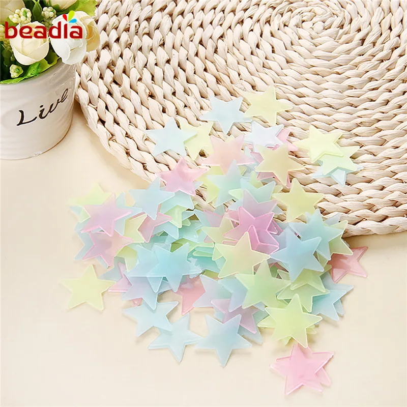 

New Arrival 100pcs Colorful Luminous Home In The Dark Stars Wall Stickers Decal for Kids Baby Rooms Fluorescent Sticker decor
