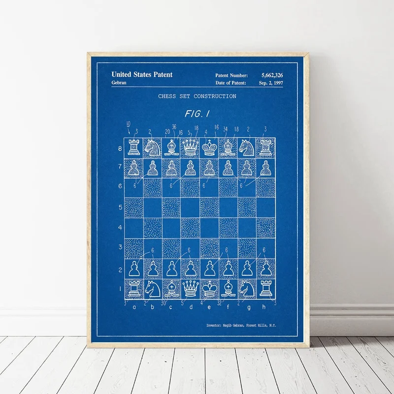 

Chess Board Patent Print silk Poster Prints Home Wall Decor Painting Room