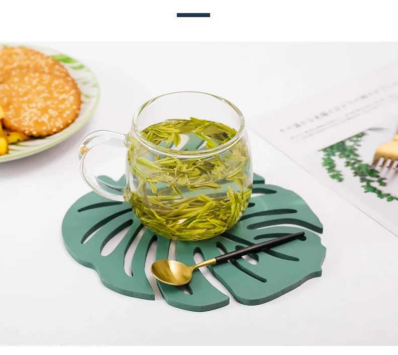 GreenTortoise салфетка под тарелку с лиственным рисунком деревянный креативный изоляционный коврик обеденный стол коврик диск коврик под посуду водостойкий нескользящий коврик