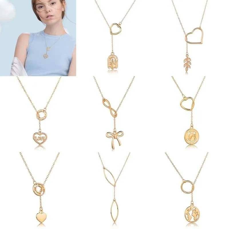

Gold Adjustable Ladies Necklace Hollow Angel World Map Carving Animal Tag Necklace Exquisite Personality Fashion Girlfriend Gift