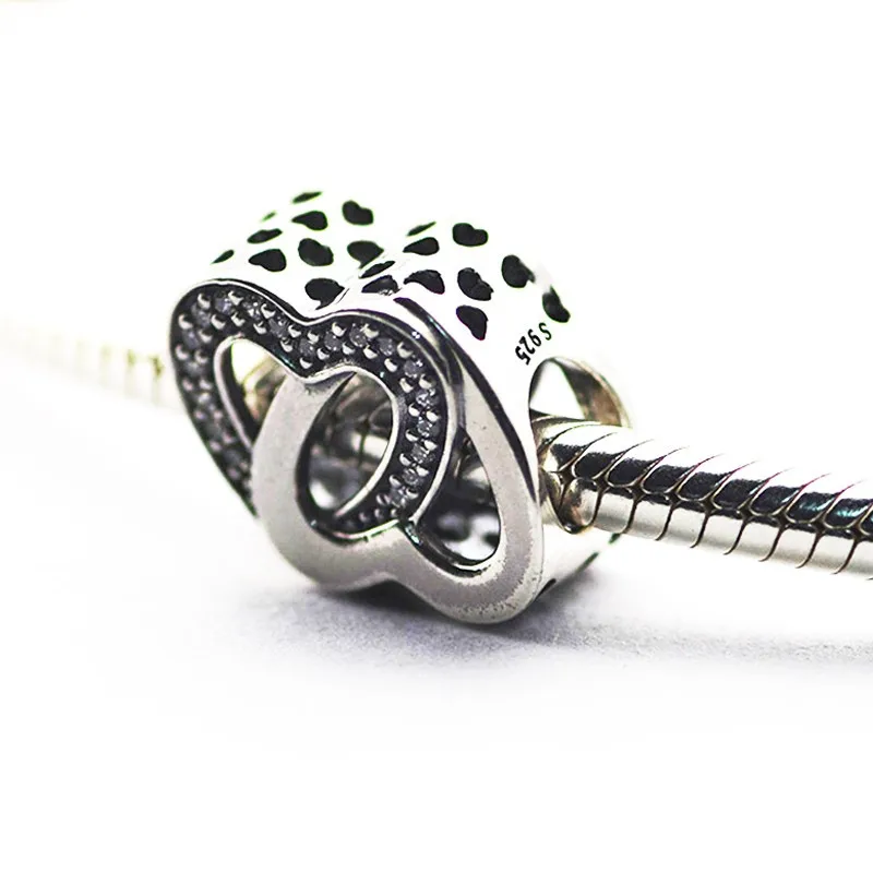 

Entwined Love Heart Silver Beads for Women DIY Jewelry Making Clear CZ Crystal Charm Beads for Silver 925 Bracelets & Bangles