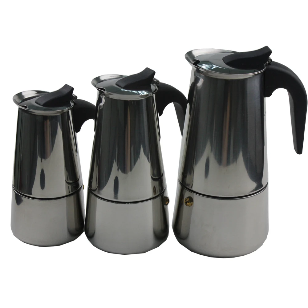 Нержавеющая 2/4/6/9 чашки Moka Pot Caffe машина эспрессо КОФЕВАРКА латте Percolator Плита Топ