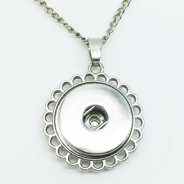 

New flower round snap button jewelry necklace EA4787 (fit 18mm 20mm snaps)