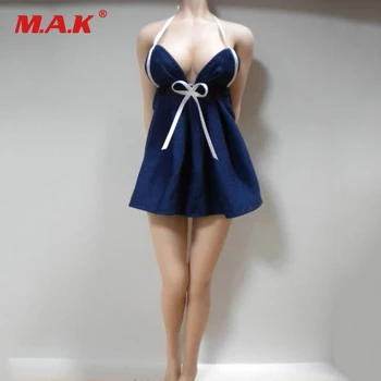 

1/6 Scale Female Clothes Sexy Sleepwear Harnessed Dress Short Shirt Blue Pajamas Dress Girl Costume Action Figure Clothes