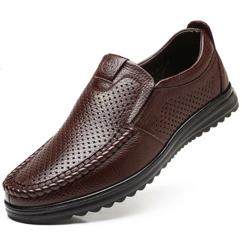 

Fashion Men's Leather Shoes Breathable Non-slip Top Layer Leather Casual Shoes Men's flat Shoes Soft Leather Sandals Hiking Shoe