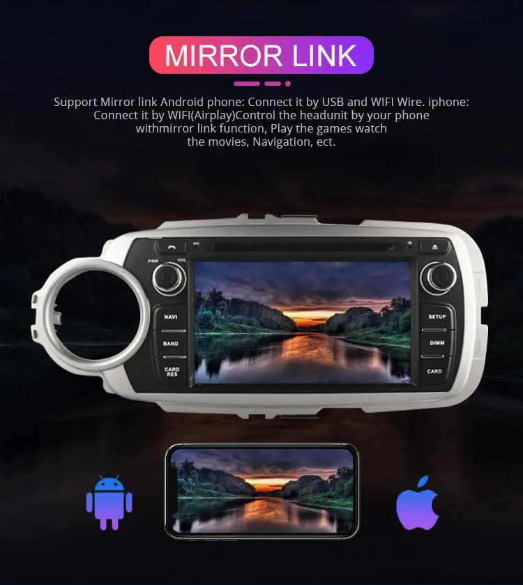 Best Besina Android 9.0 Car Multimedia Player For Toyota Yaris 2012 2013 2014 2015 2016 2017 DVD VD GPS Navigation Stereo Radio Audio 7