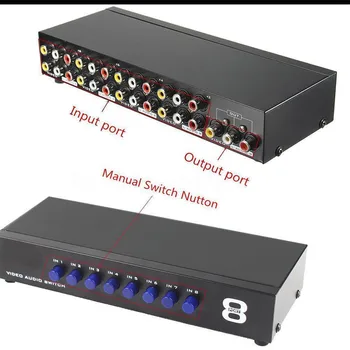 

8 Ports Composite Video Audio 3 RCA AV Switch Switcher Box Selector 8 In 1 Out