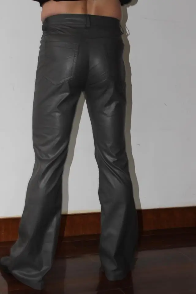 28-38 можно настроить новые высококачественные мужские модные деловые Брюки-клеш кожаные брюки бар Сценические костюмы
