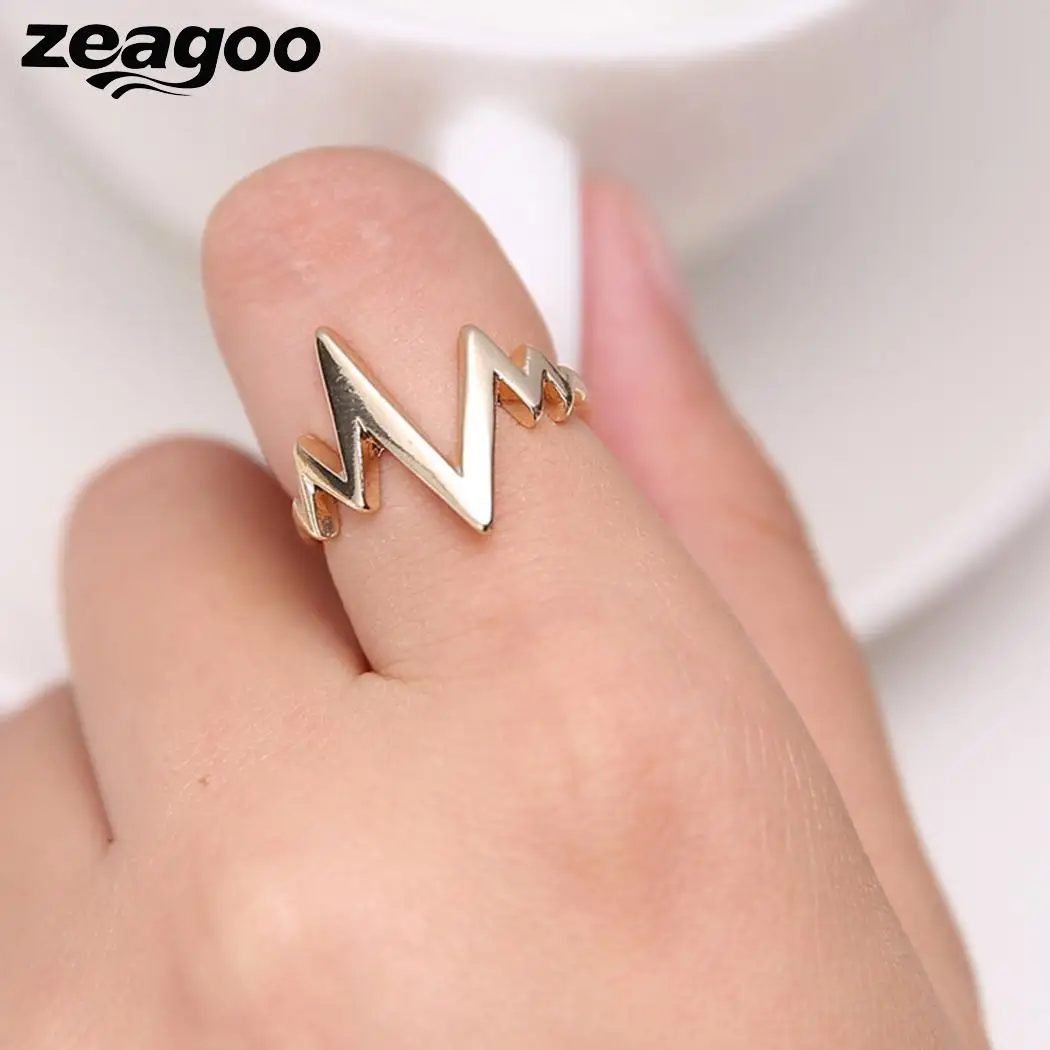 

Women Ring Rings Jewelry Electrocardiogram Men Heartbeat Finger Alloy Tail
