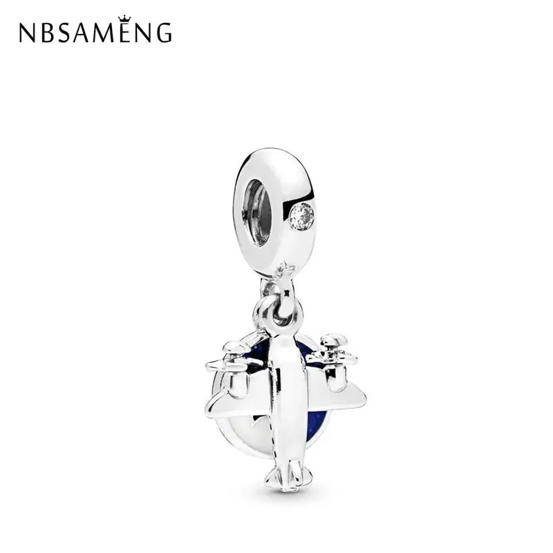 

Fashion Silver Plated Charm Sky & White Clouds Planes Bead Propeller Plane Pendant Charms Fit original Pandora Bracelet Jewelry