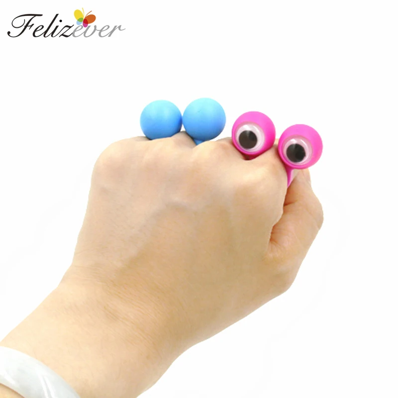 24PCS Eye Finger Puppets Plastic Rings with Wiggle Eyes Party Favors for Kids Assorted Colors Gift Toys Pinata Fillers Birthday