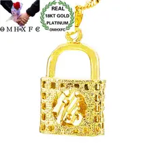 OMHXFC Европейская мода женщины мужчины унисекс вечерние день рождения свадьба подарок полый замок сумка 18KT настоящее золото Шарм Кулон PN23