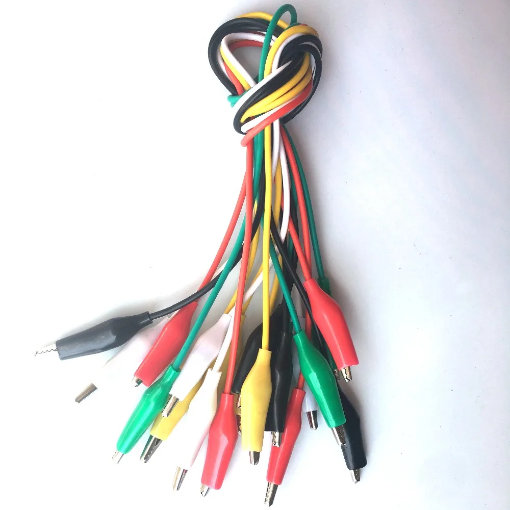 

50pcs 5 Color 45mm Alligator Clip Clamp to Alligator Test Probe Cable