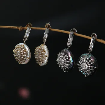 

Natural abnormity original seiko microscope shining pearl manual design fashion temperament earring eardrop obviously