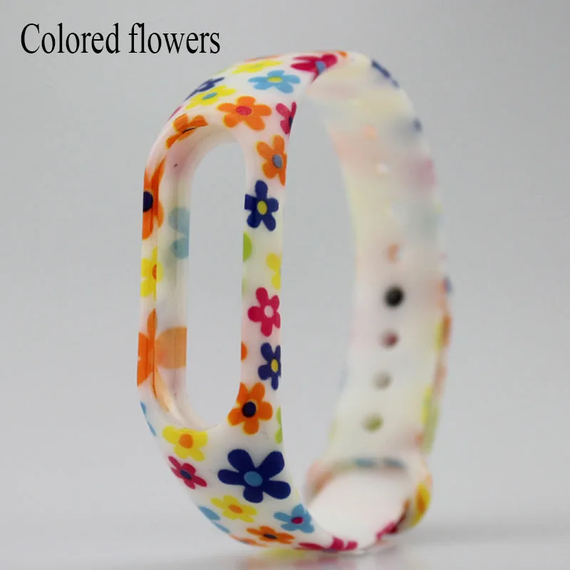 pulsera Специальный стиль mi band 2 ремешок mi band Браслет Силиконовый сменный ремешок для xiaomi 2 smartband браслеты - Цвет: Colored flowers