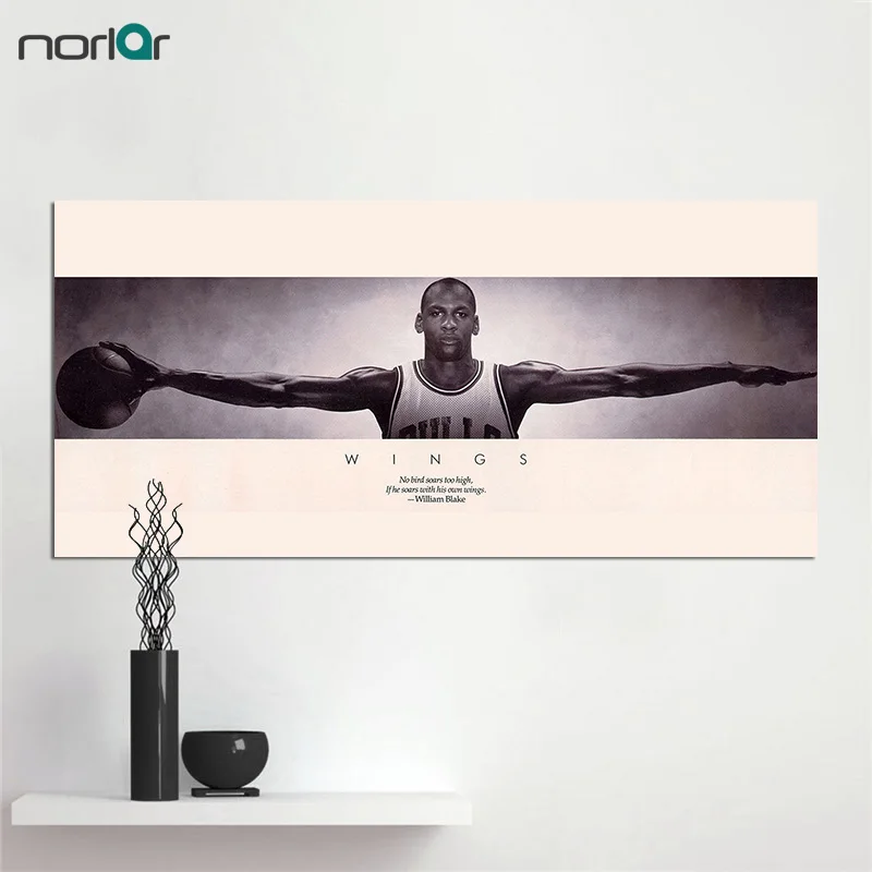 

Canvas Print Michael Jordan Wings Basketball Sports Poster Vintage Old Style Decorative Paintings Print Wall Art Decor No Frame
