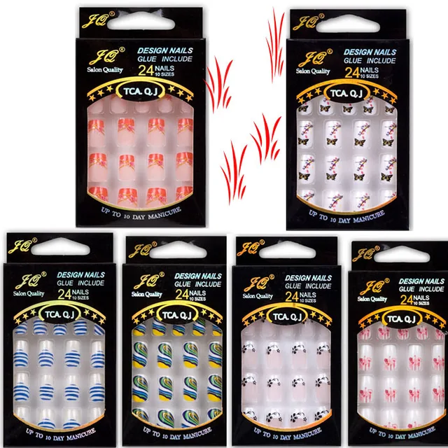 24pcs Set Pre Design Artificial Nails Products Fake Nail Tips 24pcs Set Pre Design Artificial Nails Products Fake Nail Tips French Faux Ongles Full