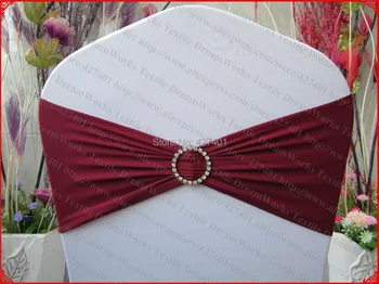 

Burgundy Purple Single Layer Spandex/Lycra/Expand BandS/Chair Covers With Round Diamond Buckle For Wedding Banquet Decoration