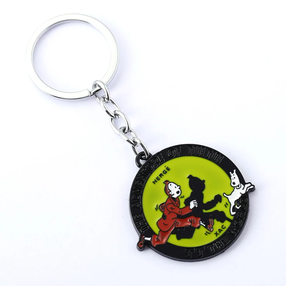 Mengtuyi Приключения Tintin брелок для мужчин металлический круглый мультфильм женщин