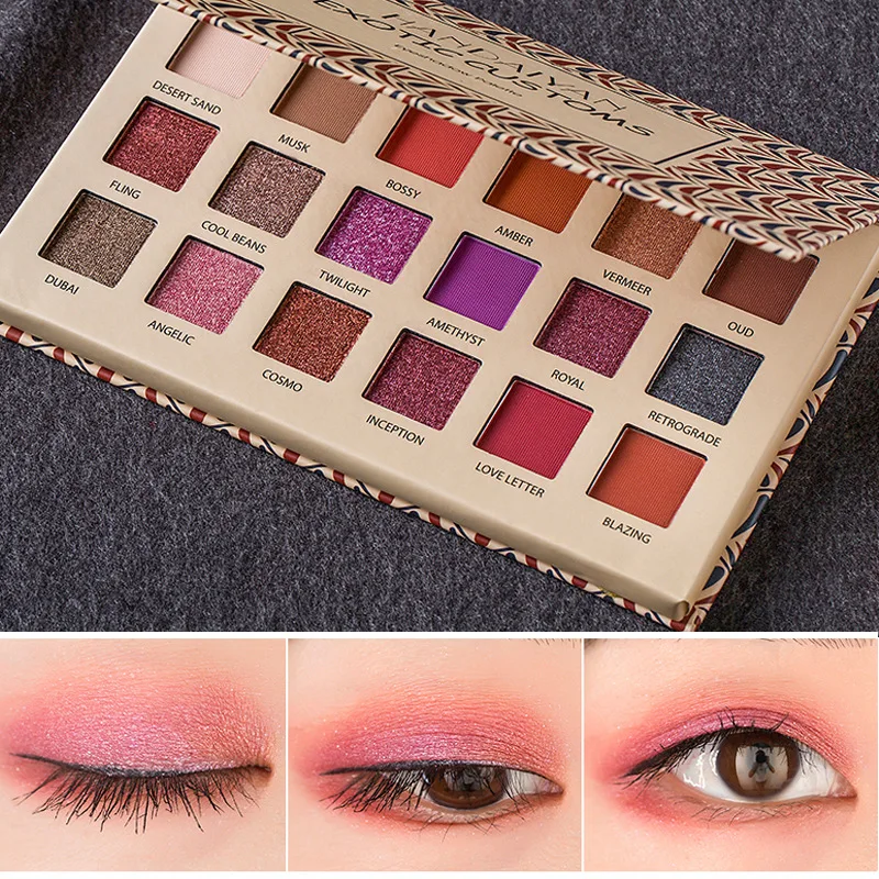 

18 Colors Eye Shadow Makeup Pearl Metallic Eyeshadow Palette Professional Matte Shimmer Mineral Powder Eyeshadow with Brush