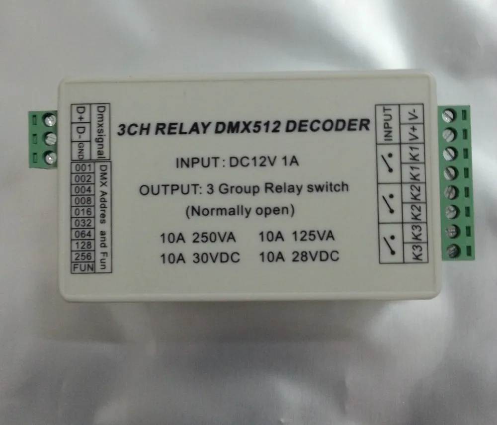 

best price1 pcs DC12V DMX-RELAY-3 channel dmx512 relays use for led lamp