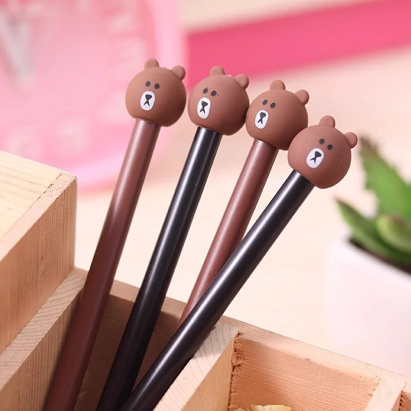 

4pcs/lot Random Cute Creative School Stationery Bear Gel Pen 0.38mm Black Neutral Pen Learning Office Supplies