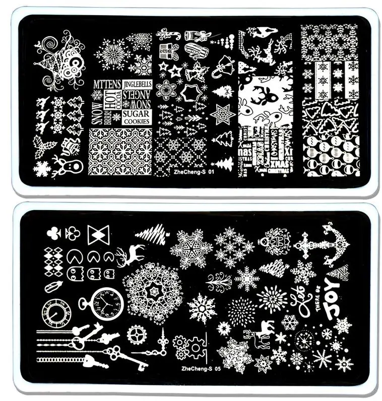 

Snowflakes (ZheCheng-S-01-05) - Steel Stamping Plate NEW Steel Nail Art Stamp Template Christmas Image Plate Stamping Manicure