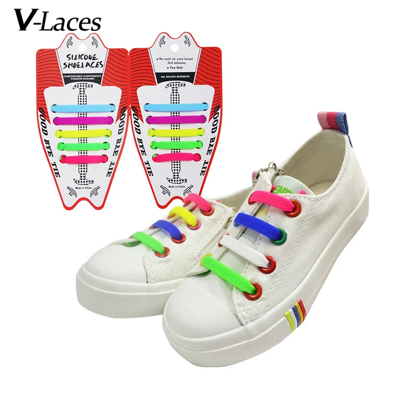 

10pcs/pack Easy No Tie Shoelaces Elastic Silicone Shoe Laces Slip-on Kids Children Hot Sales