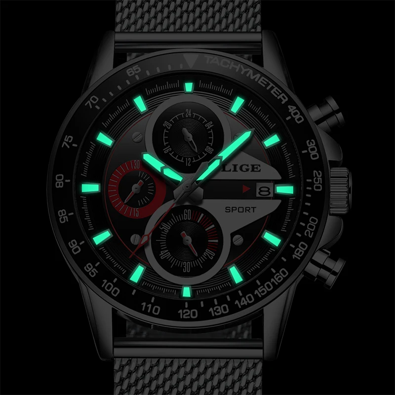 Relogio2019 LIGE Mens Watches Top Brand Luxury Casual Quartz Wristwatch Men Fashion Stainless Steel Waterproof Sport Chronograph