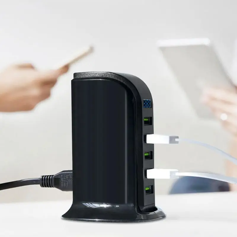 5 портов Мульти Usb зарядное устройство светодиодный дисплей док-станция для зарядки с Usb универсальный мобильный телефон Настольный настенный домашний зарядное устройство s-Us Plug