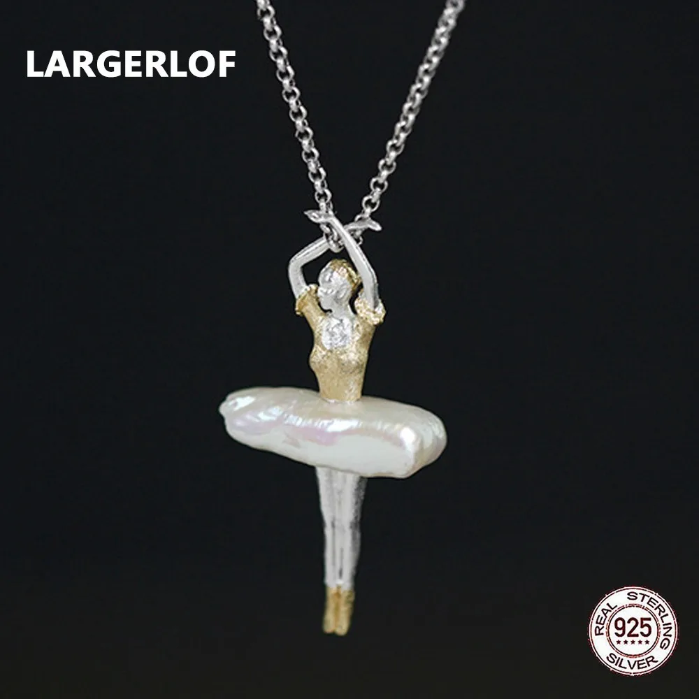 

LARGERLOF 925 Sterling Silver Pendant Necklaces Irregular Pearl Pendents Fine Jewelry Handmade Figure Necklace For Women PD49116