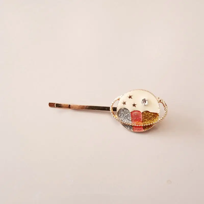 1PC Moon Plant Hair Clips For Women Girls Pink Flower Hair Clip Stick Metal Gold Color 3