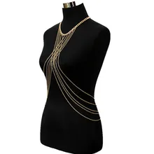 sexy summer beach bikini accessories diy cross multi chain necklace body chain link waist belly chain
