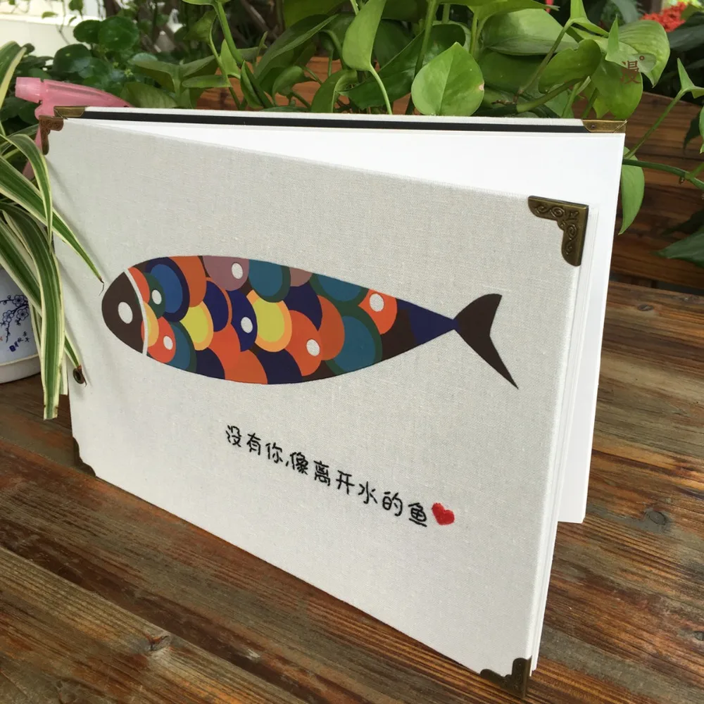 

I Am A Fish 29.7*21CM Horizontal Handmade Linen Picture Album 20 Sheets Creative Customization Friends Baby Scrapbooking Set