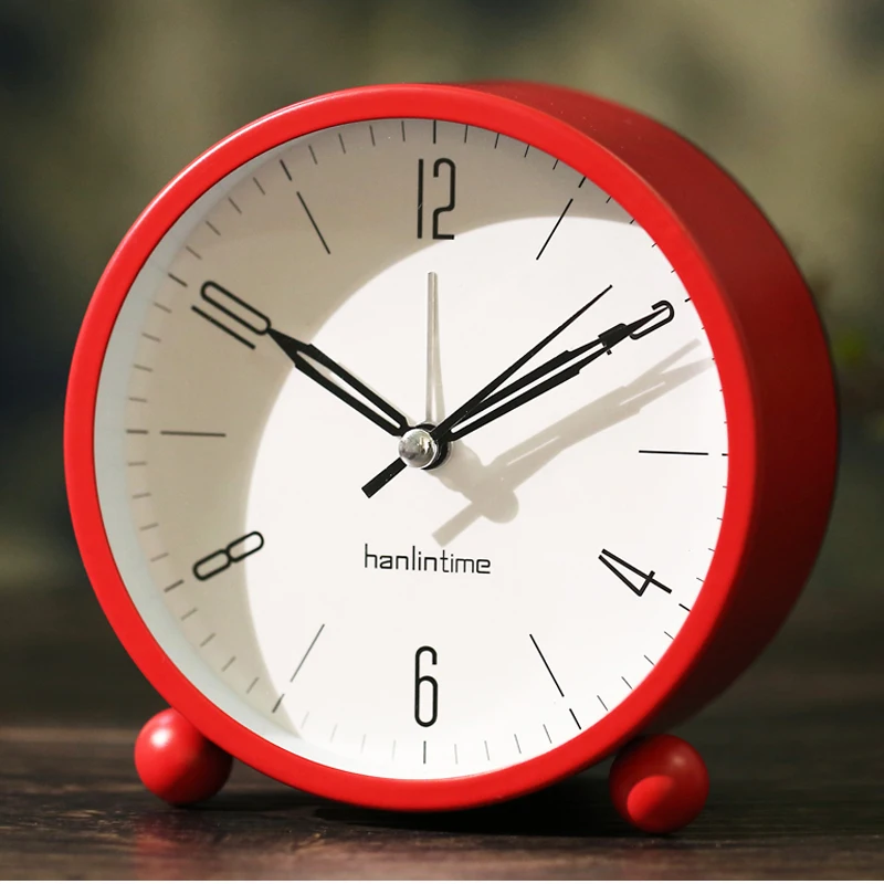 

Vintage Metal Round Table Clock with Snooze ,night light function and Ball Feet Stand for Home Living Room Bedroom