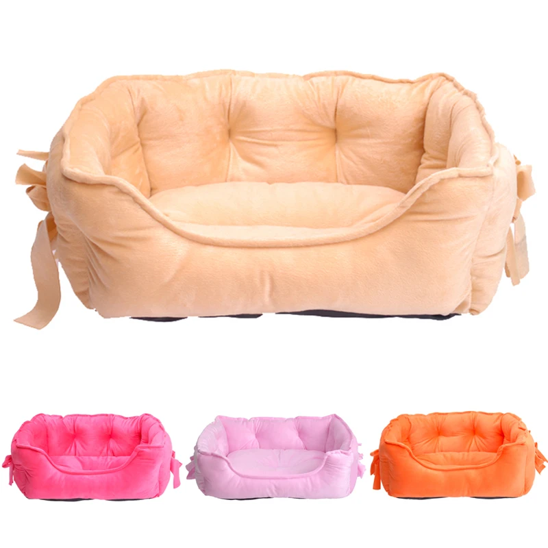 Soft Fleece Dog Beds for Small Dogs Bow Tie Pet Cat house Sofa