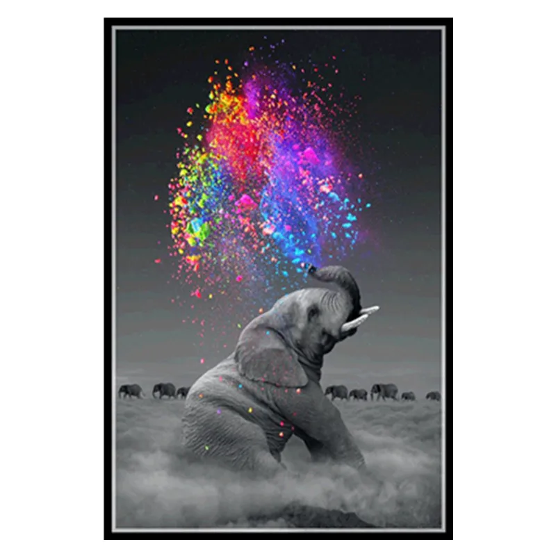 

5D DIY Diamond Embroidered Cross Stitch Elephant Round Diamond Mosaic Diamond Painting Decoration 30X40cm