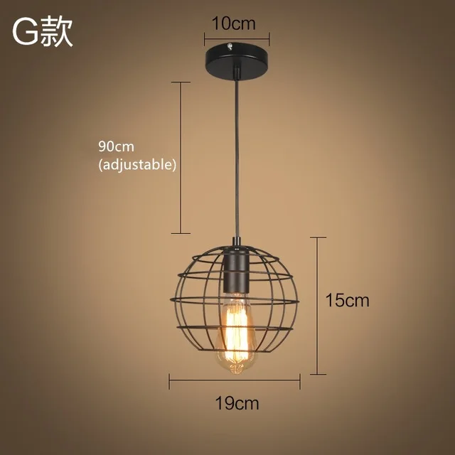 Винтажный подвесной светильник в металлической клетке, минималистичный ретро деревенский подвесной светильник 110-250 В, E26/E27, базовый светильник, потолочный светильник - Цвет корпуса: G shape