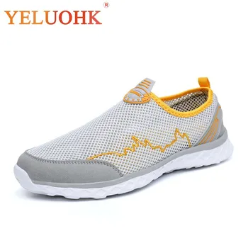 

39-46 Casual Shoes Men 2018 Breathable Summer Shoes Slip On Comfortable Men Shoes Big Size Blue Grey