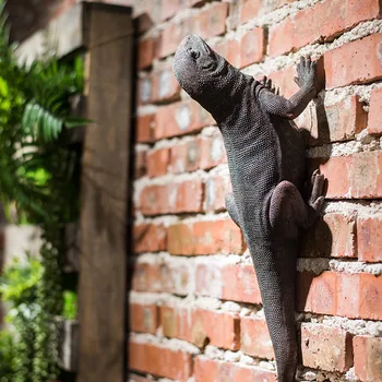 

Oversized 45cm Black Crawling Monitor Lizard Statue Room Embellishment Wall Decor Craft Desktop Adornment Accessories Furnishing