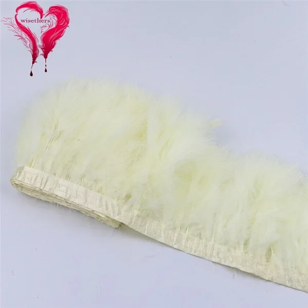 2 Meters/Lot 10-15 CM Dyed Colored Downy Turkey Marabou Feather Fringe Trimming Satin Ribbon Trim Garment Decoration 22 Colors - Цвет: Beige