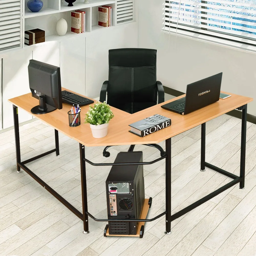 Goplus L-Shaped Corner Computer Desk PC Latop Study Table Modern Workstation Home Office Desk Commercial Furniture HW56370 Goplus L-Shaped Corner Computer Desk PC Latop Study Table Modern Workstation Home Office Desk Commercial Furniture HW56370