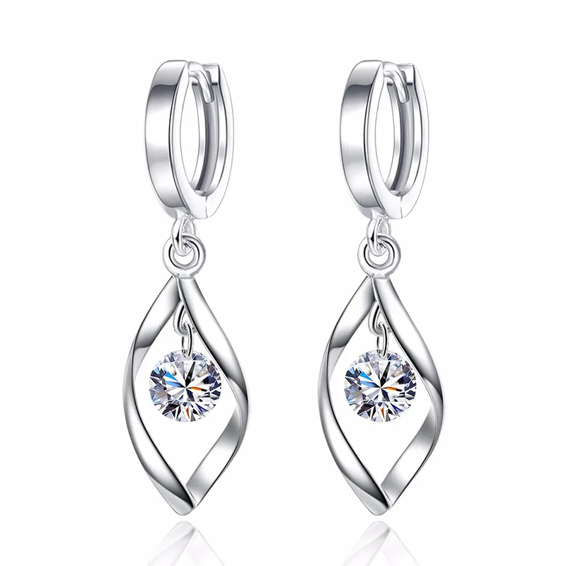 

Pendientes sterling silver 925 zircon twisted ring earrings ladies Oorbellen earrings clothing for women