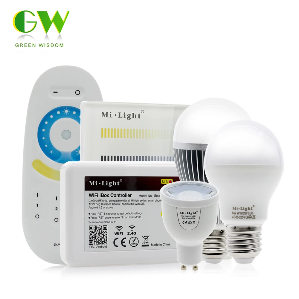 

Mi.Light Remote Control LED Bulb GU10 5W E27 6W 9W Color Temperature / Brightness Adjustable