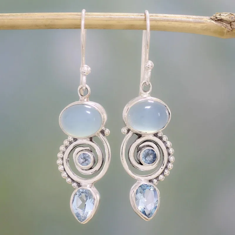 

Sea Blue Earrings Creative Rotating Water Drop Earrings for Women Vintage Jewelry Bohemian Earrings Gift Bijoux S5E764