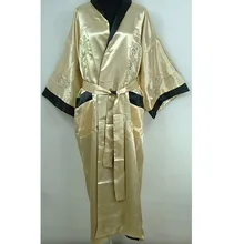 Золотистый, черный Мужской Атласный двусторонний халат, китайский традиционный банный халат, ночное белье, и розничная, один размер ZR30