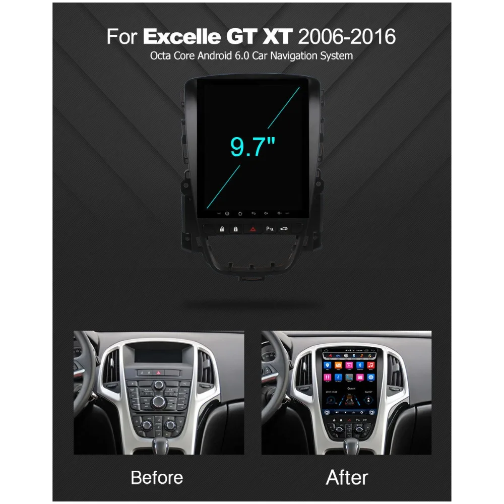 Sale C600 Vertical 9.7" Android 6.0 Car DVD Player For Buick Excelle GT XT 2010-2014 Radio Stereo GPS Navigation DAB+ 4G LTE SIM WiFi 1