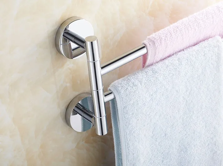 Латунный хромированный полированный 360 градусов вращающийся двойное полотенце бар поворотные держатели полотенцесушители рейку, аксессуары для ванной комнаты