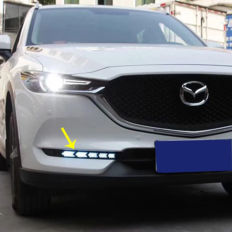 

2pcs Flowing Turn Signal LED Front Daytime Running Light Fog Lamp For Mazda CX-5 CX5 2017 2018 2019