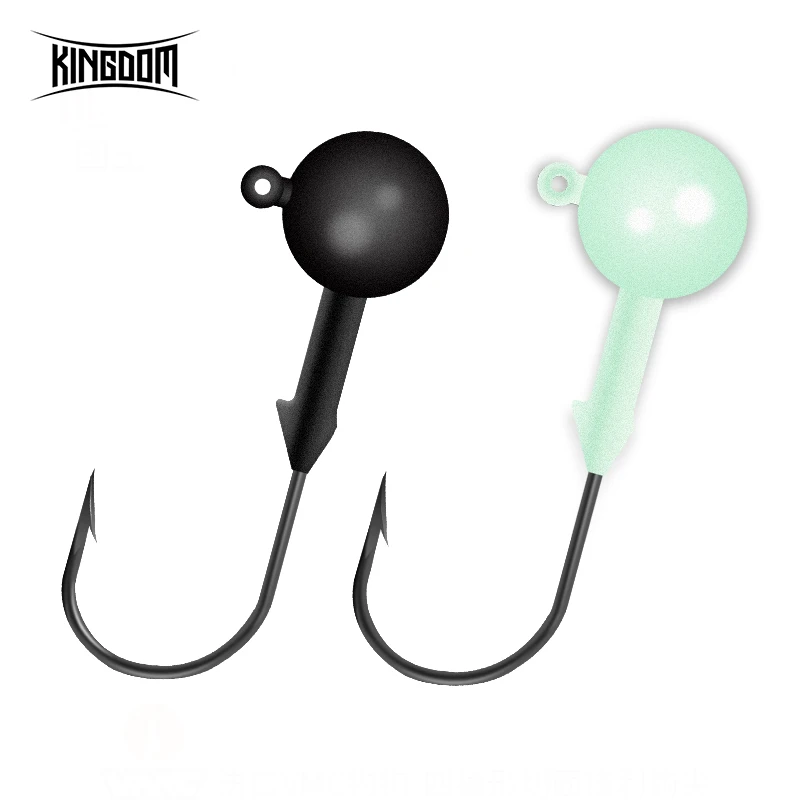 

Kingdom Lead Jig Head Bait Sharp Hooks 3.5g/5.3g/7g/10.5g/14g Glow Color Round Body Sea Fishing Tackle Wobblers Model 3020